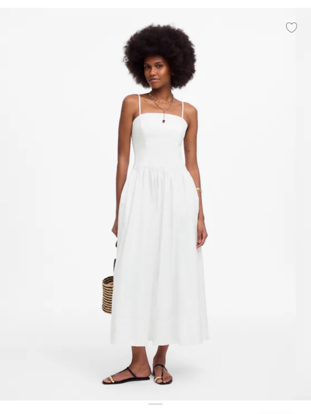 Madewell NWT poplin seamed Spaghetti Strap Maxi Dress white womens size 14